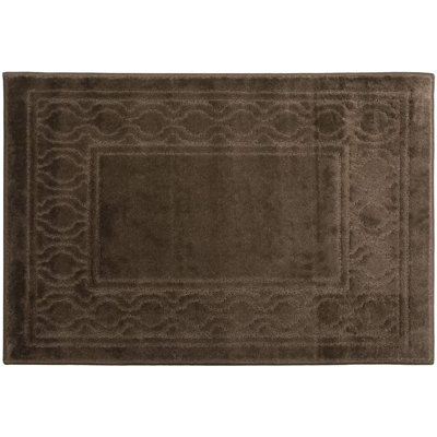 Machine Washable Anti-Slip Trellis Brown Rug