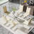 Modern 71in Glass Dining Table Set with Luxury Faux Leather Dining Chairs-114316166-114316164-115627112