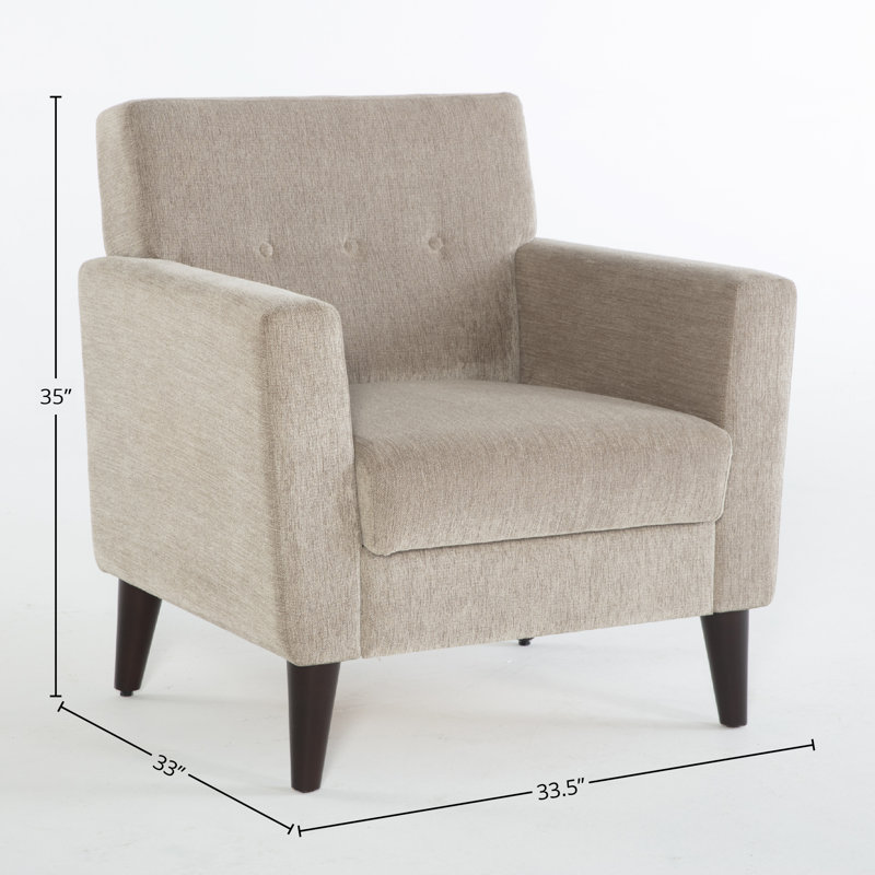 Theo 33.5'' Wide Polyester Armchair And Ottoman, Beige Polyester