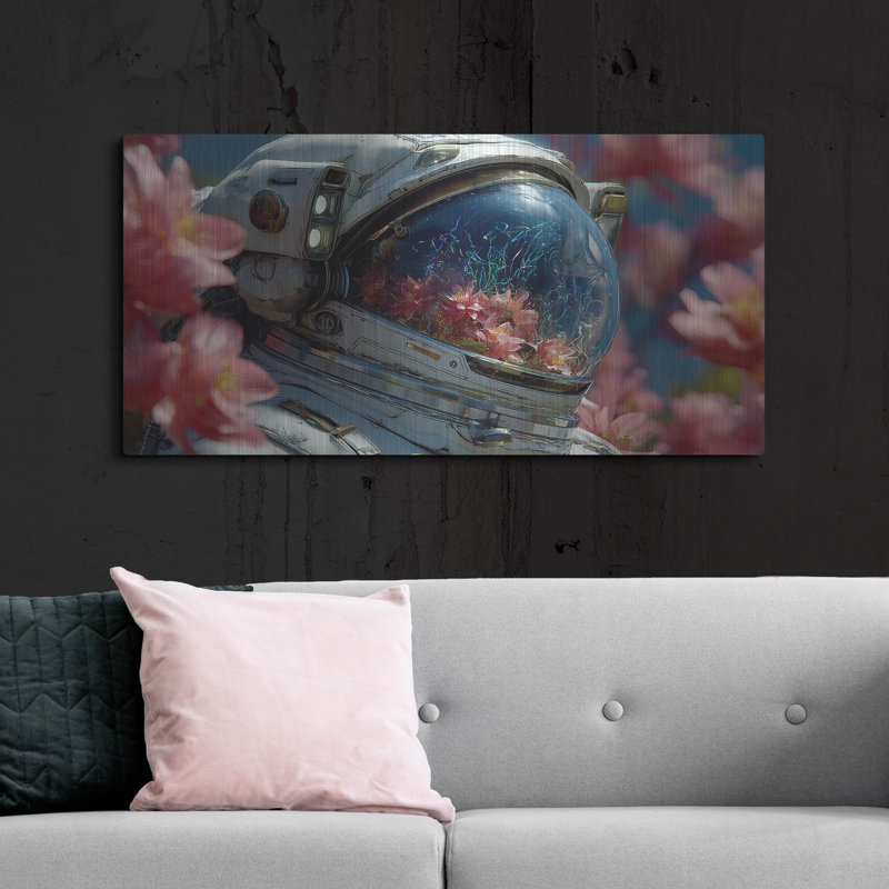Art mural en métal luxueux «Voyager 2» par Ann Klee, 48 po x 24 po