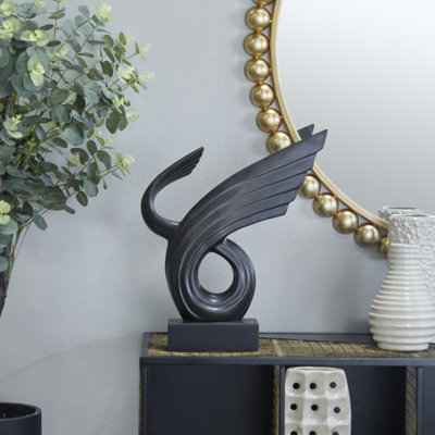 Porcelain Ceramic Wing Abstract Decorative Sculpture with Base