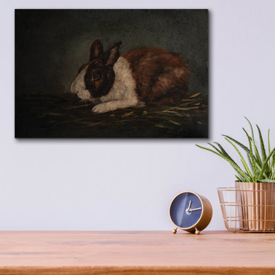 Art mural en verre épique «Resting Bunny Rabbit X» par Marian Parsons, 16 po x 12 po
