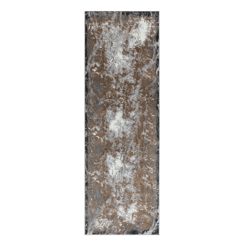 Studebaker Collection Grey Contemporary Area Rug, Runner 2'8" x 8'1"