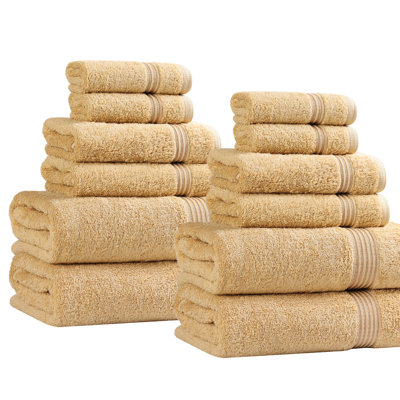 Ensemble de serviettes de bain douces en coton égyptien 12 pièces Guadlupe Heritage