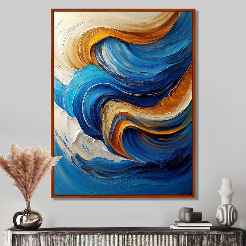 Omead Parallel Beach of Abstract Coastal Ink II - Art mural minimaliste, H 32 po x l 24 po, Framed Print without Mat, Brun