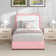 Bed Frame, Upholstered Platform Bed with Curved Headboard, Classic Color-Block Design, Soft Rounded Corners, No Box Spring Required, Easy Assembly