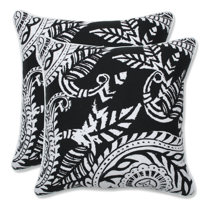 Housse de coussin d'extérieur carré Addie Night, Noir