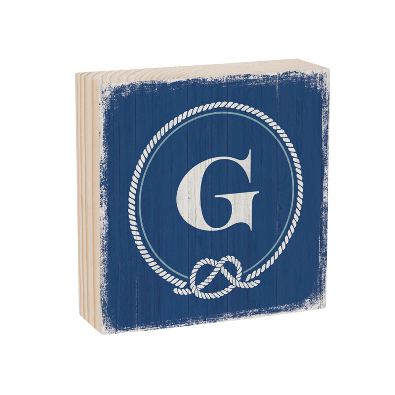 Coastal Wooden Plock Monogram Nautical 6" G