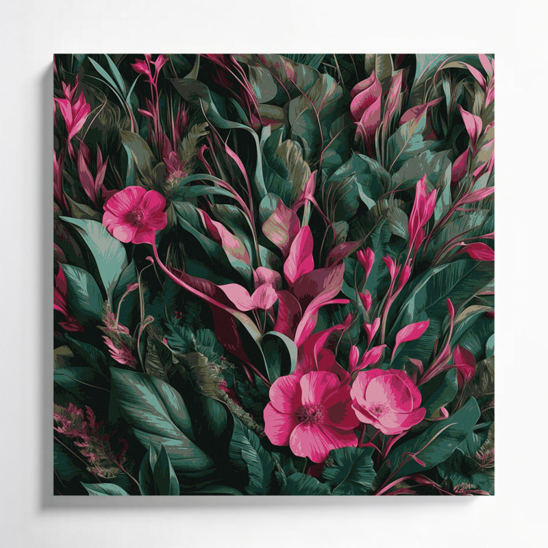 «Abstract Florals 40», art mural sur toile verte, H 8 po x l 8 po