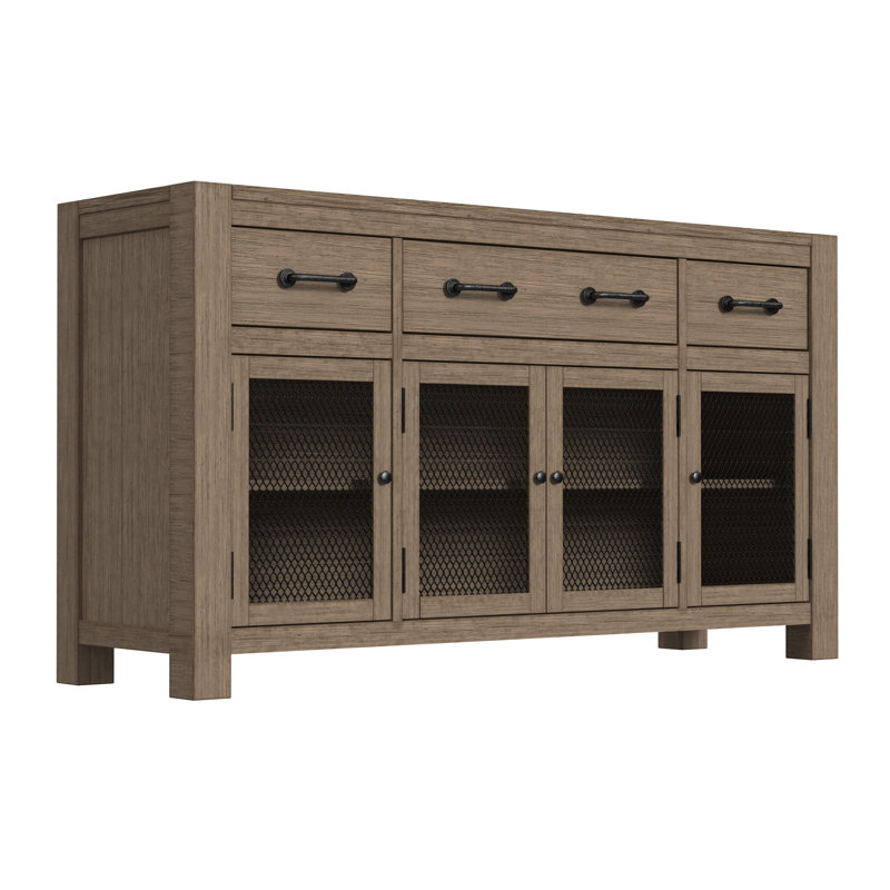 Trevion 3-drawer 60-inch Solid Wood Sideboard, Dark Taupe
