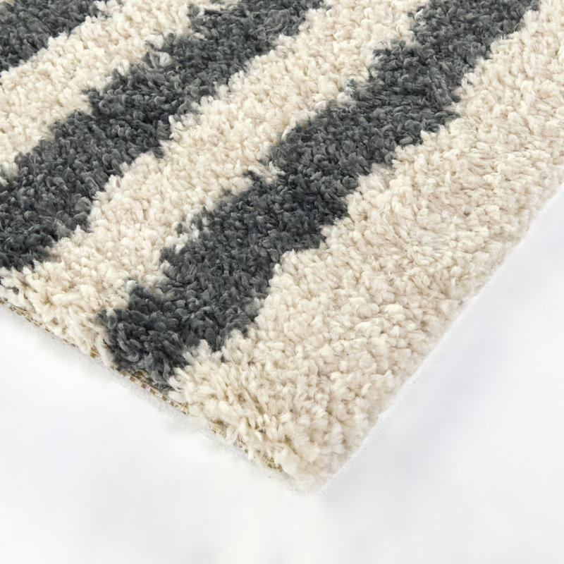 Leiarna Charcoal Modern Striped Area Rug, Rectangle 5'3" x 6'12"