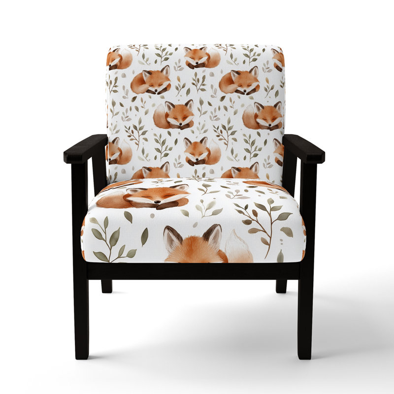 Chaise rembourrée Kids Forest, Accoudoirs carrés noirs