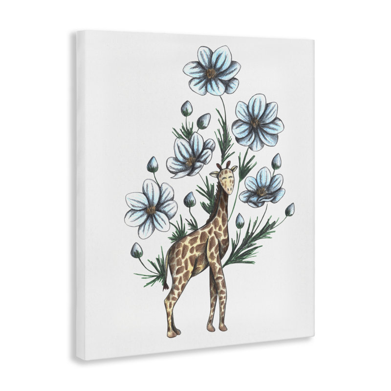 Giraffe with Flower Blossoms Canvas, design by Cecilia Battaini, 20" H x 16" W