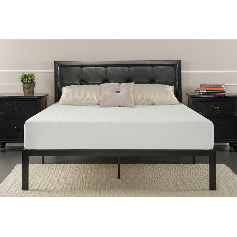 Brookneal Vegan Leather Metal Platform Bed, Full / Double