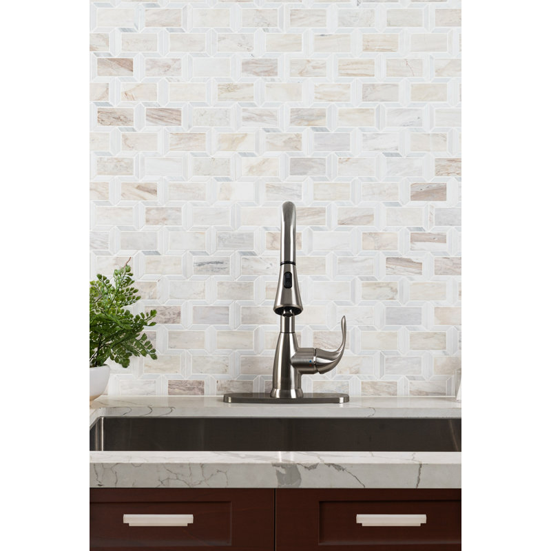 Auralie Framix 12 in. x 14 in. Polished Marble Mosaic Floor and Wall Tile, Auralie