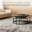 Modern Nesting Tables with Round Wood Tops | Space-Saving Sofa Side Tables for Flats & Living Rooms (Walnut & Black)-633257282