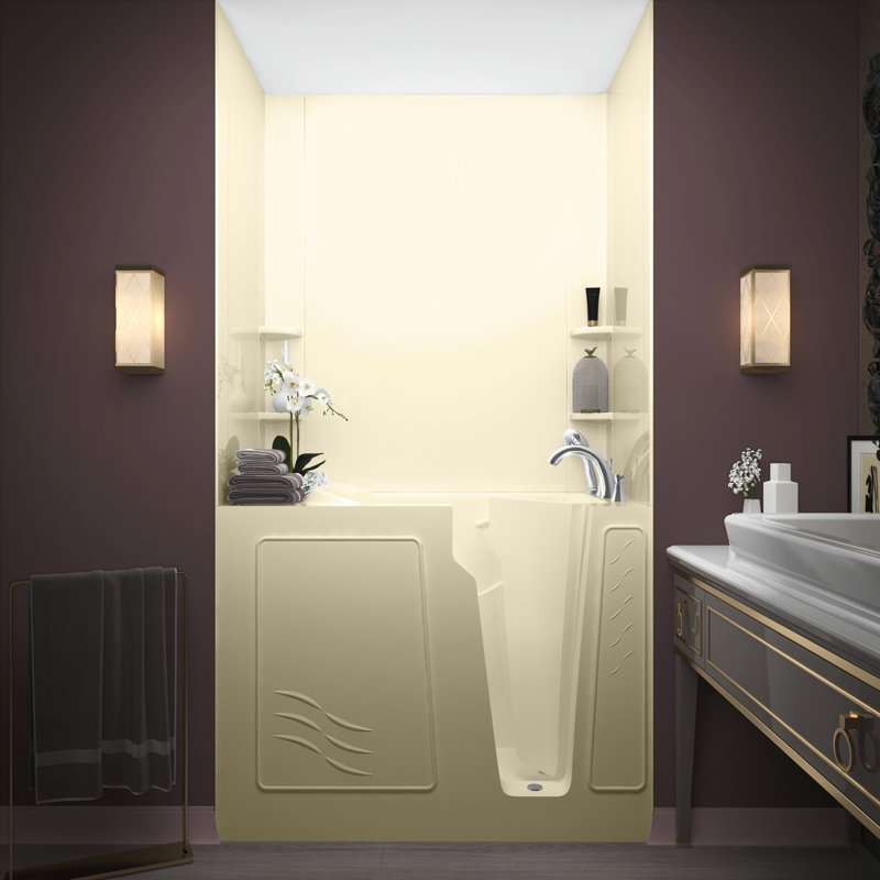 Baignoire 52" x 29" sous air/tourbillon Flagstaff, Biscuit, Droite