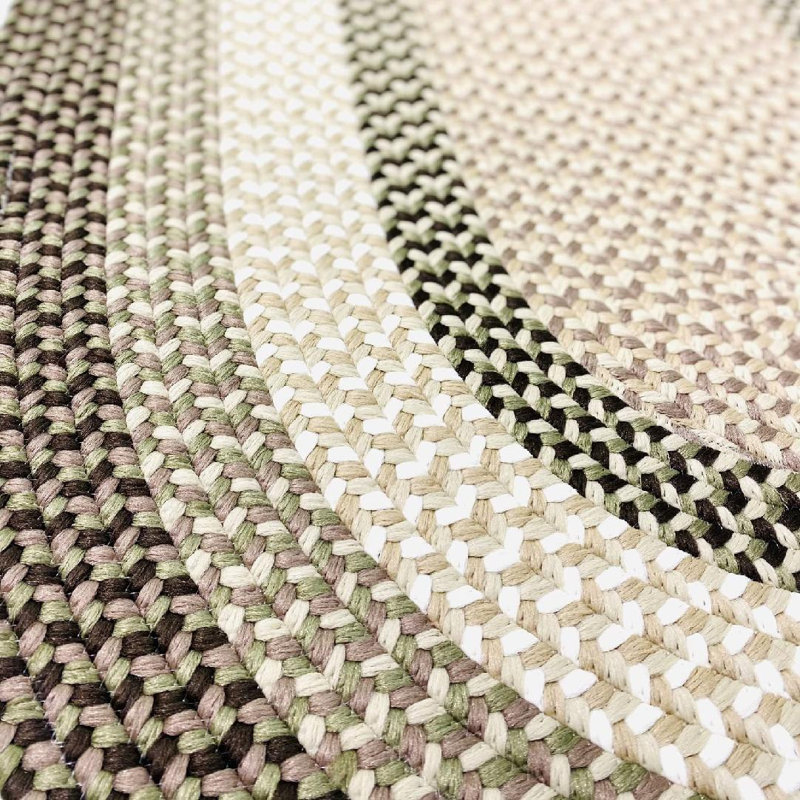 Tapis vert / gris en polypropylène tressé à la main 2 pi x 5 pi Annig