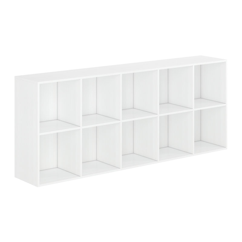 Hokku Designs Shoe Rack, 10 Compartment Open Storage Display Shoes Organizer FSSR018, Ivory White