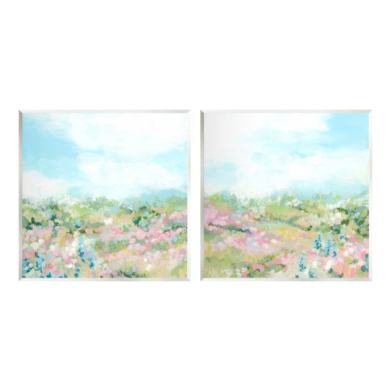"Abstract Cottage Meadow", ensemble de 2 plaques murales par June Erica Vess