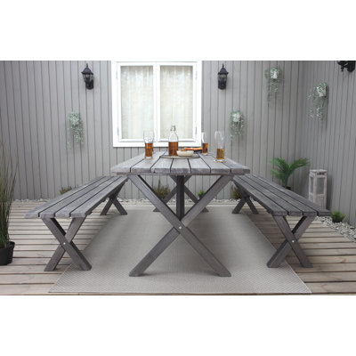 Edgerton 6 - Person Solid Wood Patio Dining Set Rectangular Table