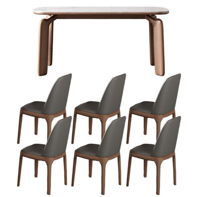High-quality Rock Slab Thick Leg Dining Table Set