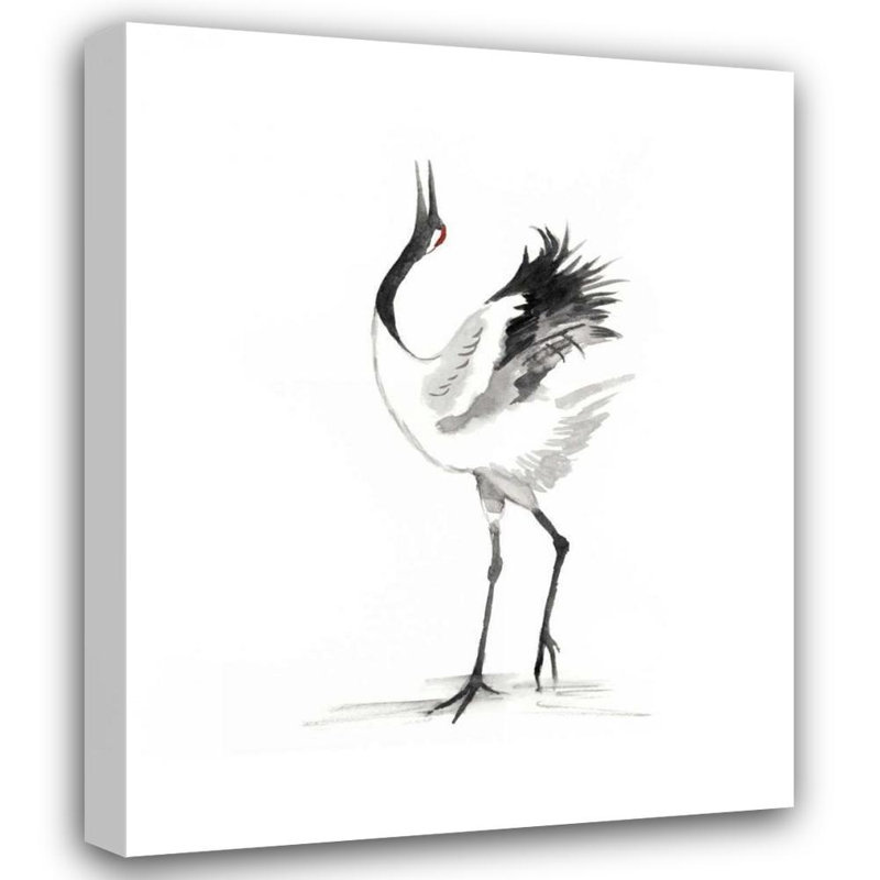 «Lark Manor ™», art sur toile de la galerie Naomi McCavitt, titrée: Grues japonaises IV, H 44 po x l 36 po