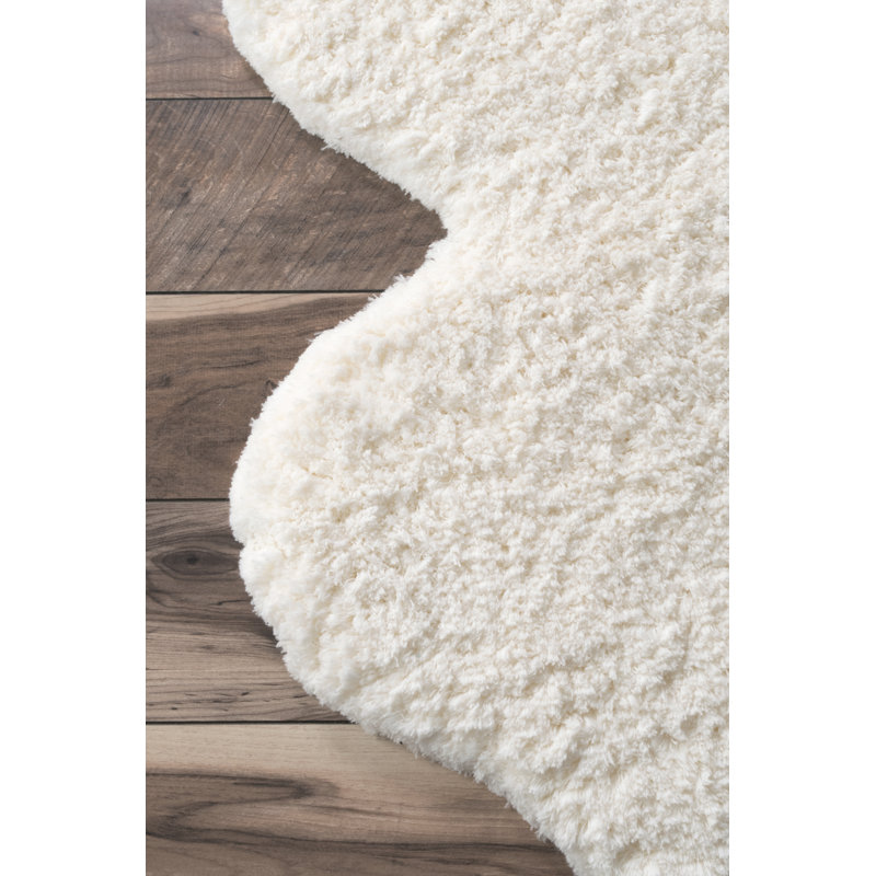 Tapis blanc fait à la main Poteat, Tapis de couloir 2 pi x 6 pi