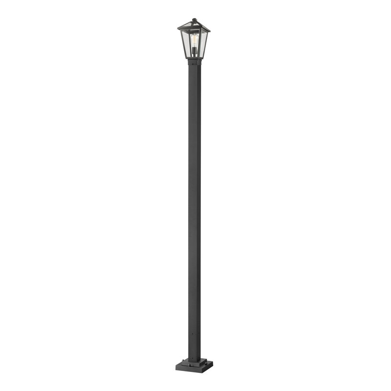 Luminaire à fixation sur mât câblé à 1 lumière Wubin, Bronze huilé, Bullé, H 110 po x l 9,75 po x P 9,75 po