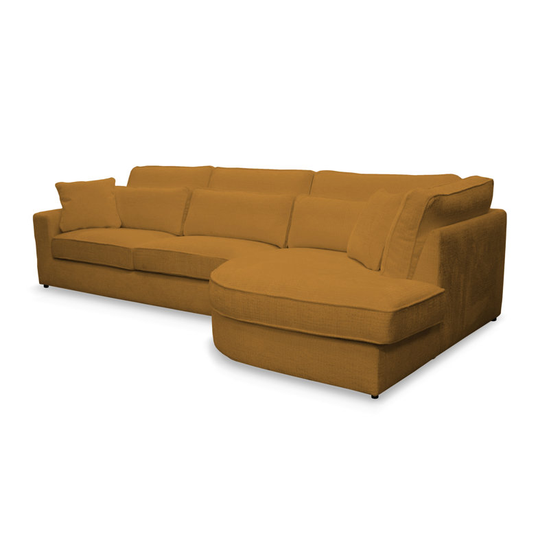 Bustamonte 4 Seater Corner Sofa , Yellow polyester, Right Hand Facing