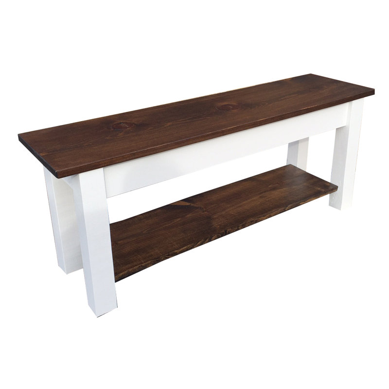 Mccardle Storage Bench, 17" H x 60" W x 12" D, Dark Walnut/White