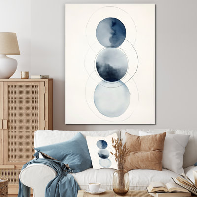 «Essential Circles Retro», aquarelle bleue sur toile