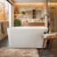 Baignoire îlot de 124 cm (49 pouces) en acrylique, baignoire profonde avec trop-plein et bonde chromés, design compact pour la rénovation des petites salles de bain, installation facile et moderne-135972158