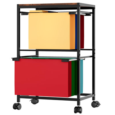 2 Tier Rolling File Cart with Wheels
