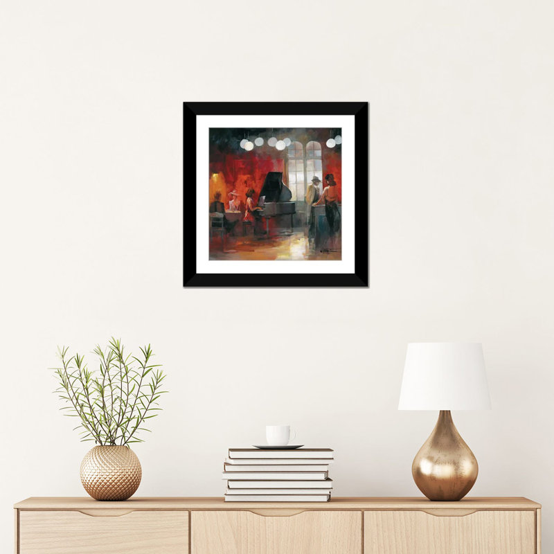 «Rendez-Vous II», reproduction sur toile, Papier beaux-arts encadré noir, Blanc, H 24 po x l 24 po x P 1 po