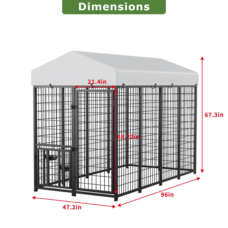 Enclos pour animal de compagnie, H 67,3 po x l 47,2 po x P 96 po