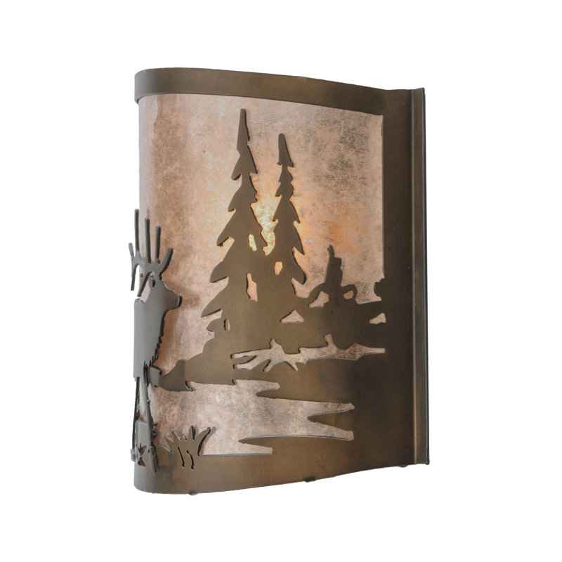 Rustic Lodge 1 - Light Flush Mounted Sconce, Antique Copper, Antique Copper/Silver Mica