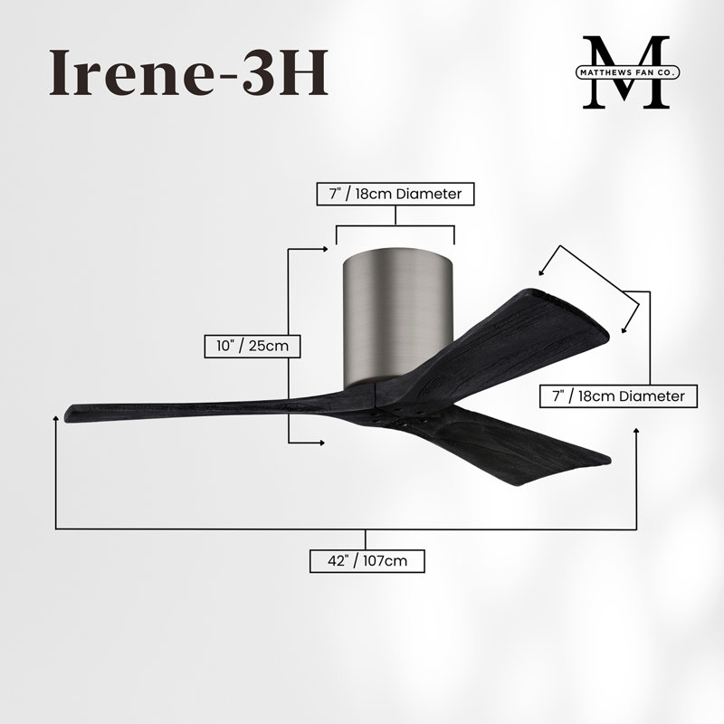 Irene Ceiling Fan, Brushed Pewter, 42", Matte Black