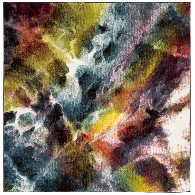 Acton Performance Abstract Rug, Square 4'