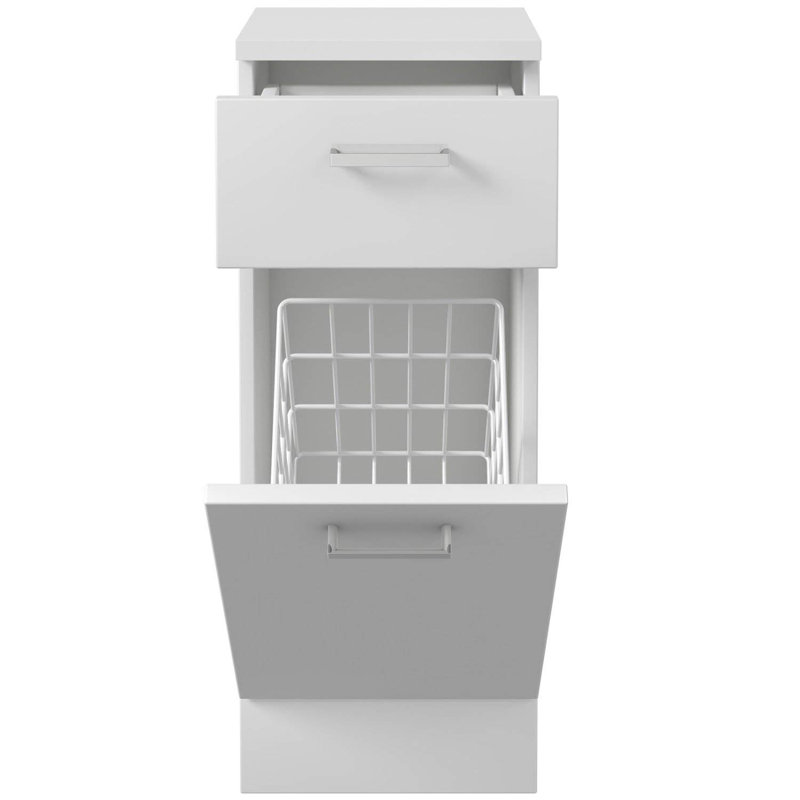 Wood Cabinet Laundry Hamper, White