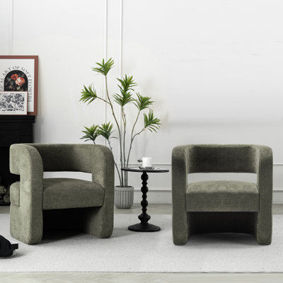 Full Assembled Upholstered Accent Barrel Chairs （Set Of 2）