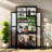 Height Wood Large Greenhouse Balcony Portable Cold Frame With Wheels, Adjustable Shelves And Openable Roof-111031125