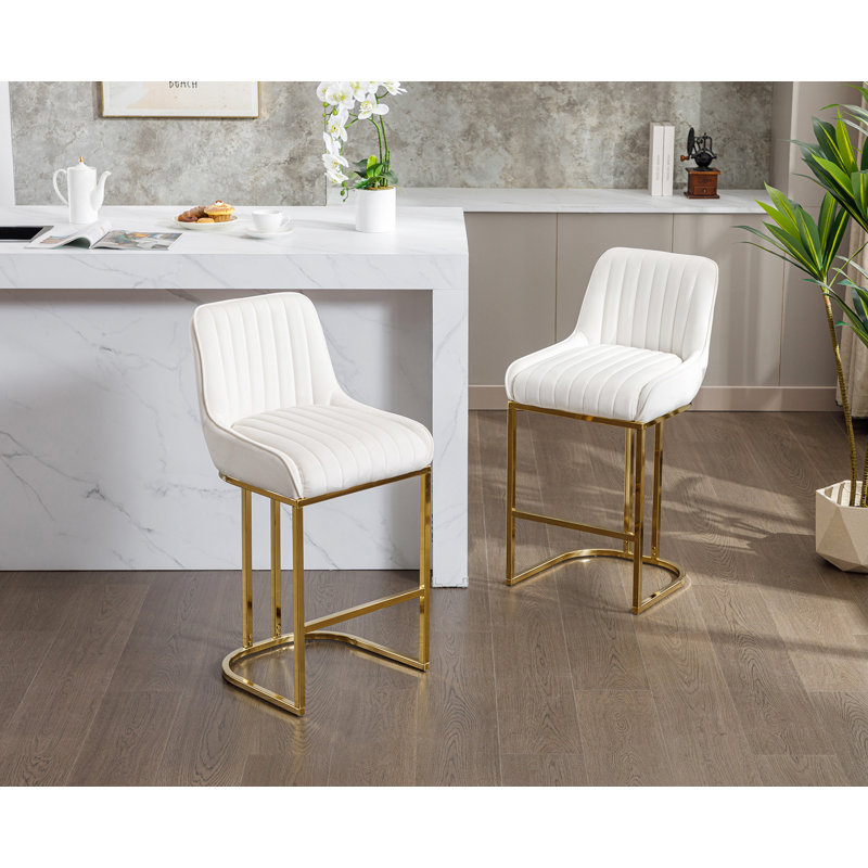 Besik Counter Stool with Metal Frame, White