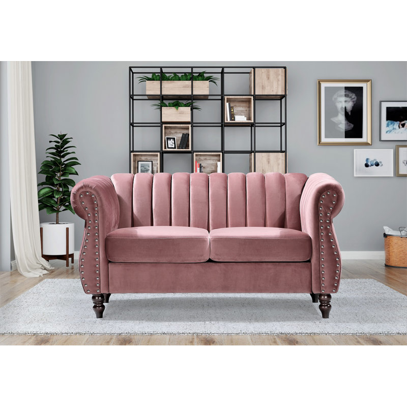 Capri 59.1'' Velvet Loveseat, Rose Velvet