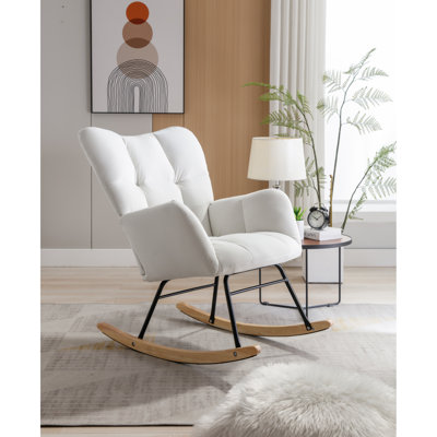 Modern Velvet Tufted Upholstered Rocking Chair For Cozy Living Room & Bedroom