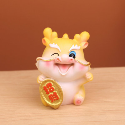 2024 Nouvel An chinois Lucky Dragon Figurine Mini résine Fortune Home Salon Décoration de table Cadeau souvenir doré apporte de la richesse