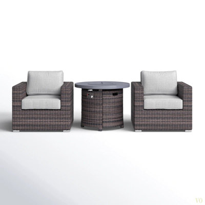 Ensemble modulaire de canapé de patio en rotin 3 pièces avec coussins confortables