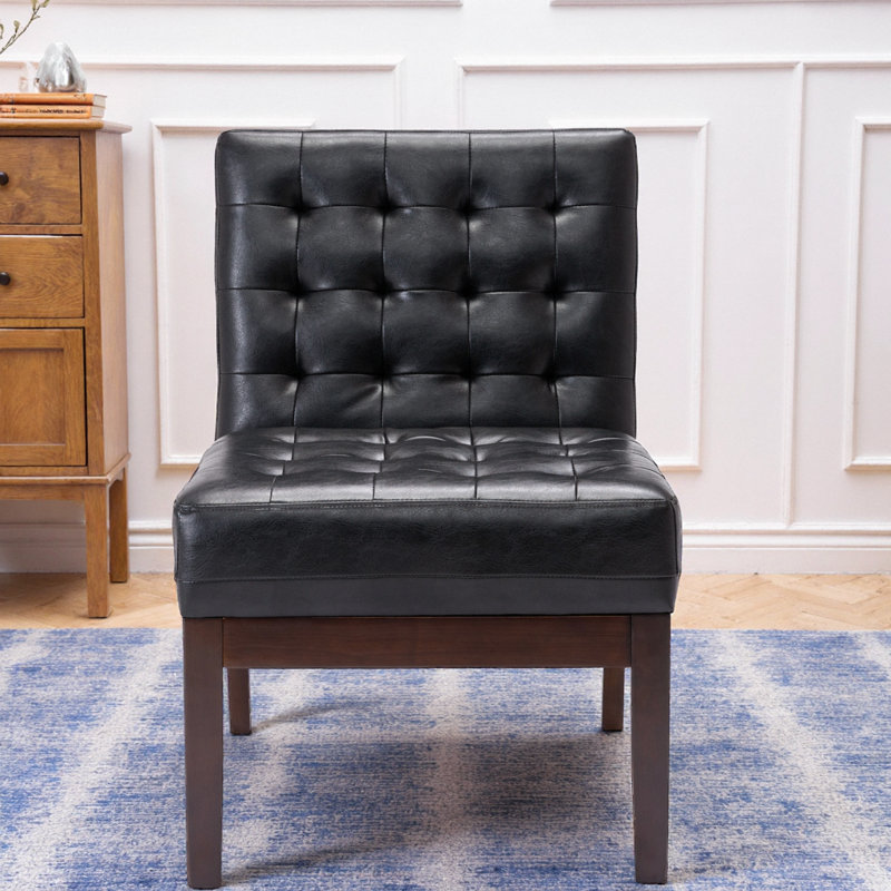 Élégante chaise d'appoint rembourrée avec coutures gaufrées, Noir