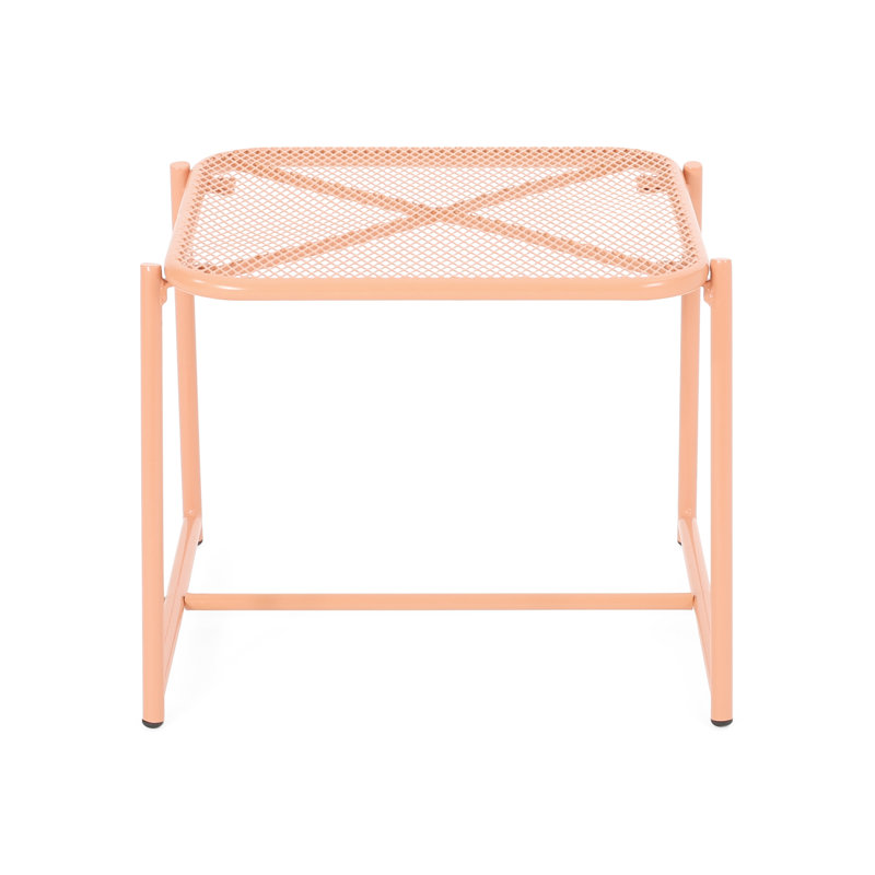 Modern Orange Side Table, 16"H Iron, 19.55"W X 18.29"D, Mesh , To Weather, Assembly Required Table - Iron With Design