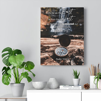 From Us Psalm 103: 12 Christian Wall Art, verset biblique imprimé prêt à être accroché
